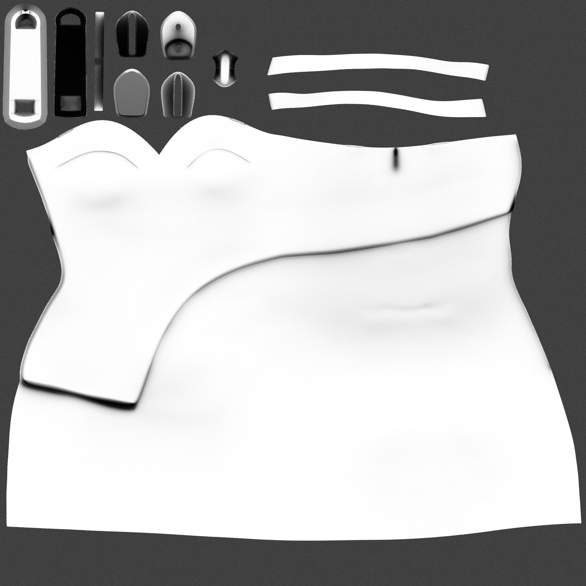 Female Shoulder Straps Brown Mini Evening Dress Low-poly 3D model_13