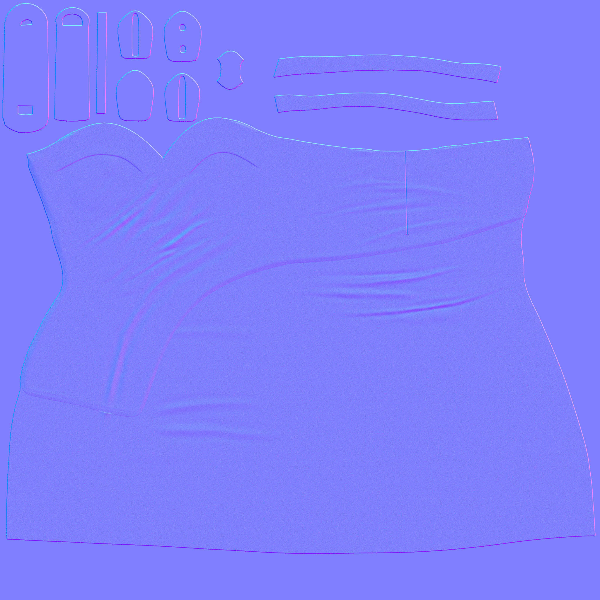 Female Shoulder Straps Brown Mini Evening Dress Low-poly 3D model_11