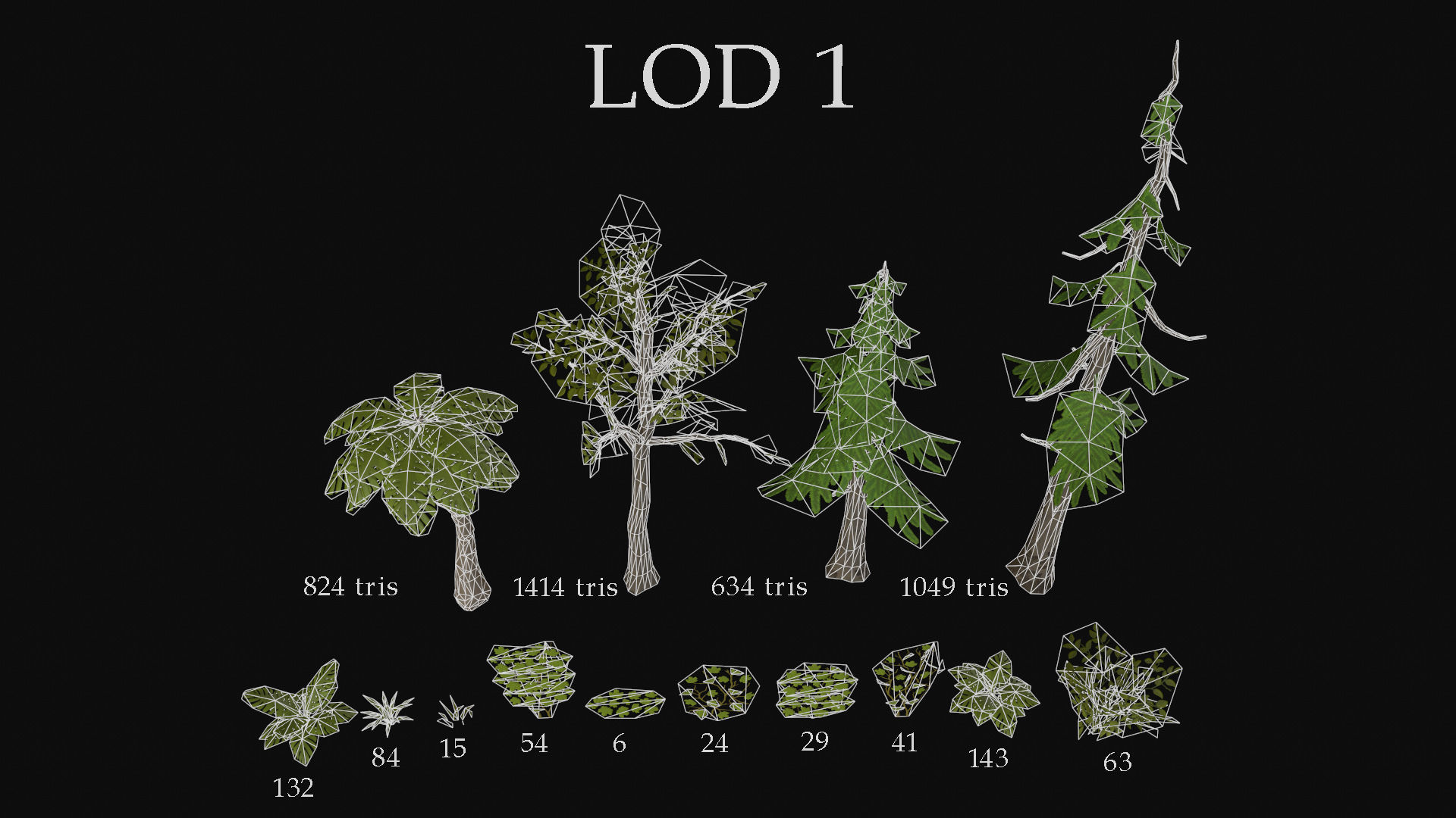 Stylised Foliage Low-poly 3D model_2