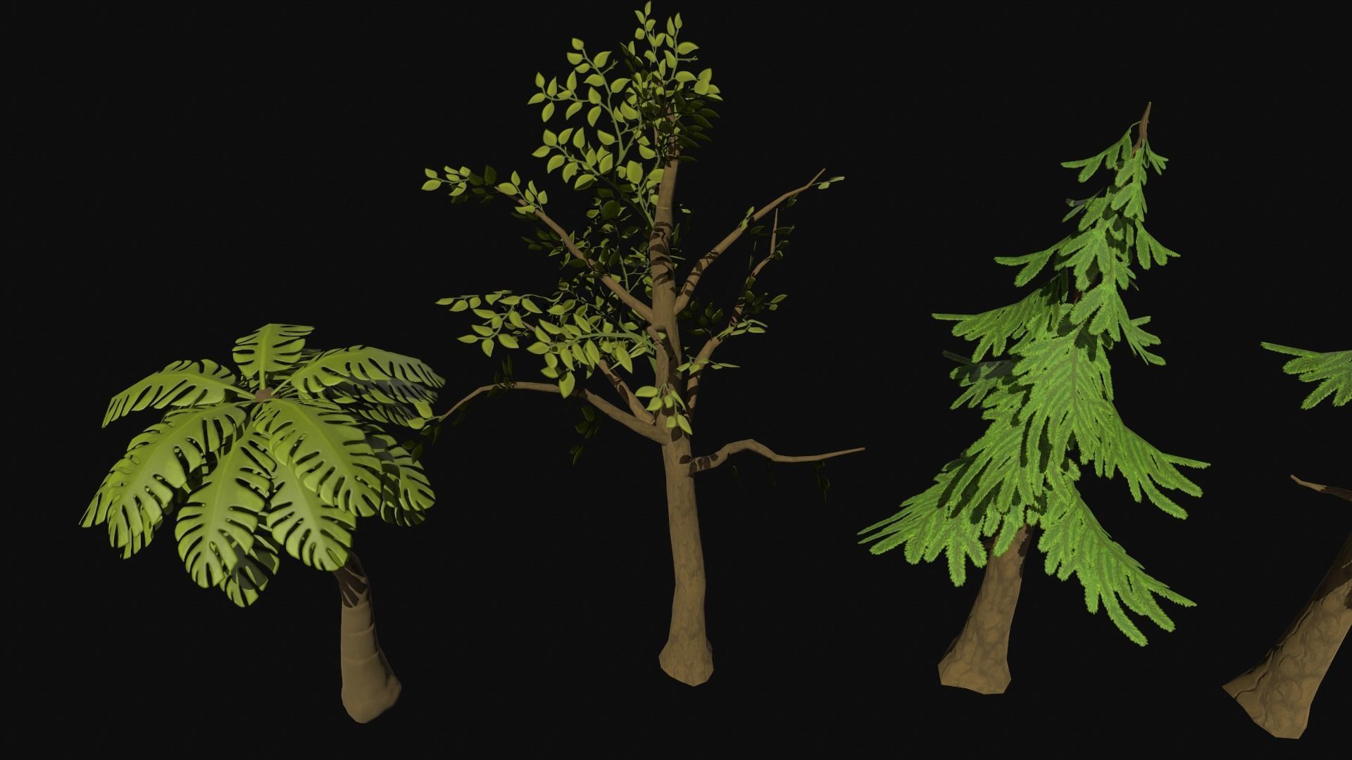 Stylised Foliage Low-poly 3D model_4