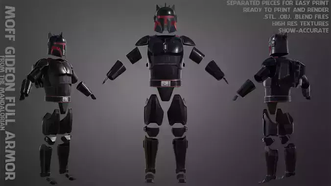 The Mandalorian Moff Gideon Full Armor and Jetpack for Cosplay 3D Model Collection