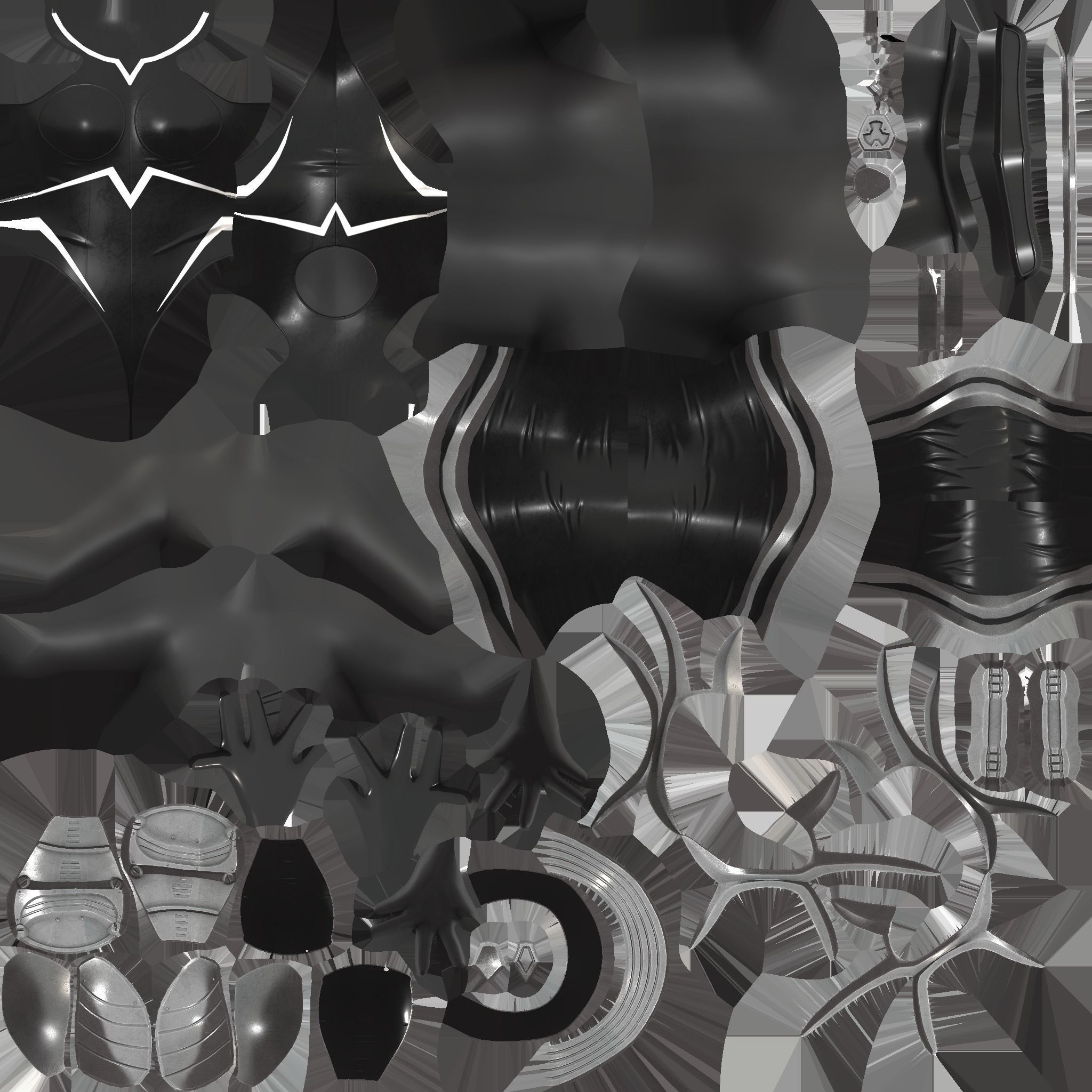 Female Black Sci-Fi Futuristic Armour Bodysuit Low-poly 3D model_9