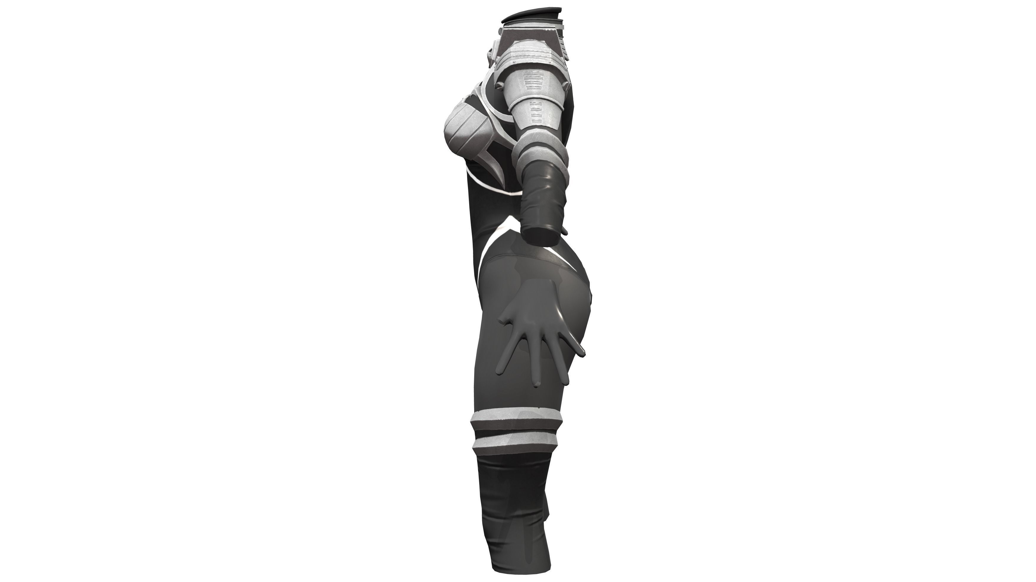 Female Black Sci-Fi Futuristic Armour Bodysuit Low-poly 3D model_3