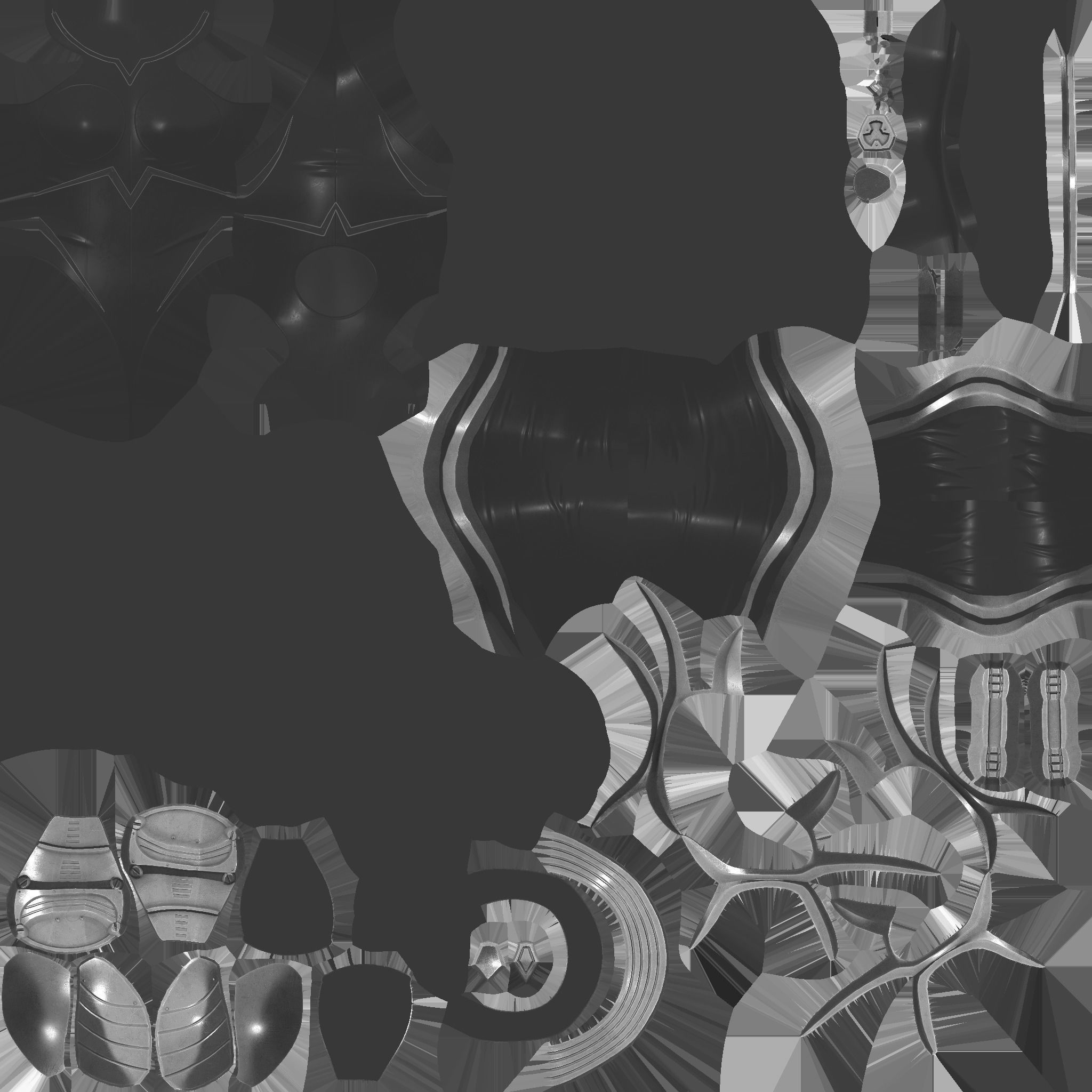 Female Black Sci-Fi Futuristic Armour Bodysuit Low-poly 3D model_11