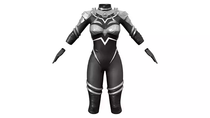 Female Black Sci-Fi Futuristic Armour Bodysuit Low-poly 3D model Female Black Sci-Fi Futuristic Armour Bodysuit Low-poly 3D model