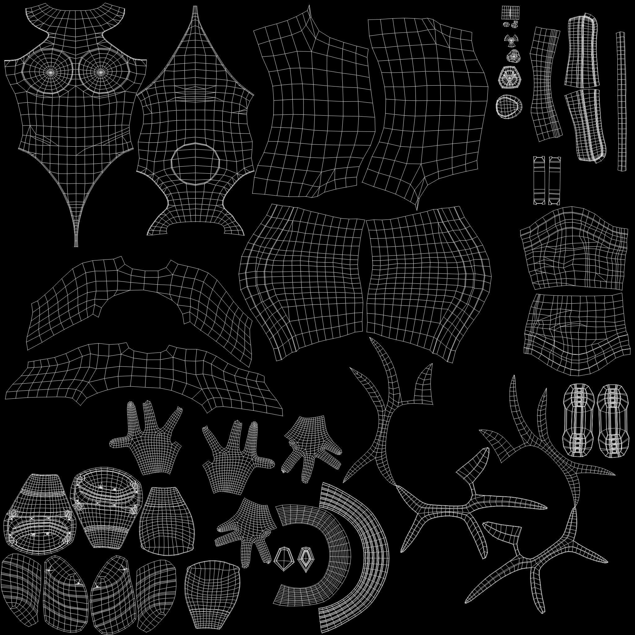 Female Black Sci-Fi Futuristic Armour Bodysuit Low-poly 3D model_14