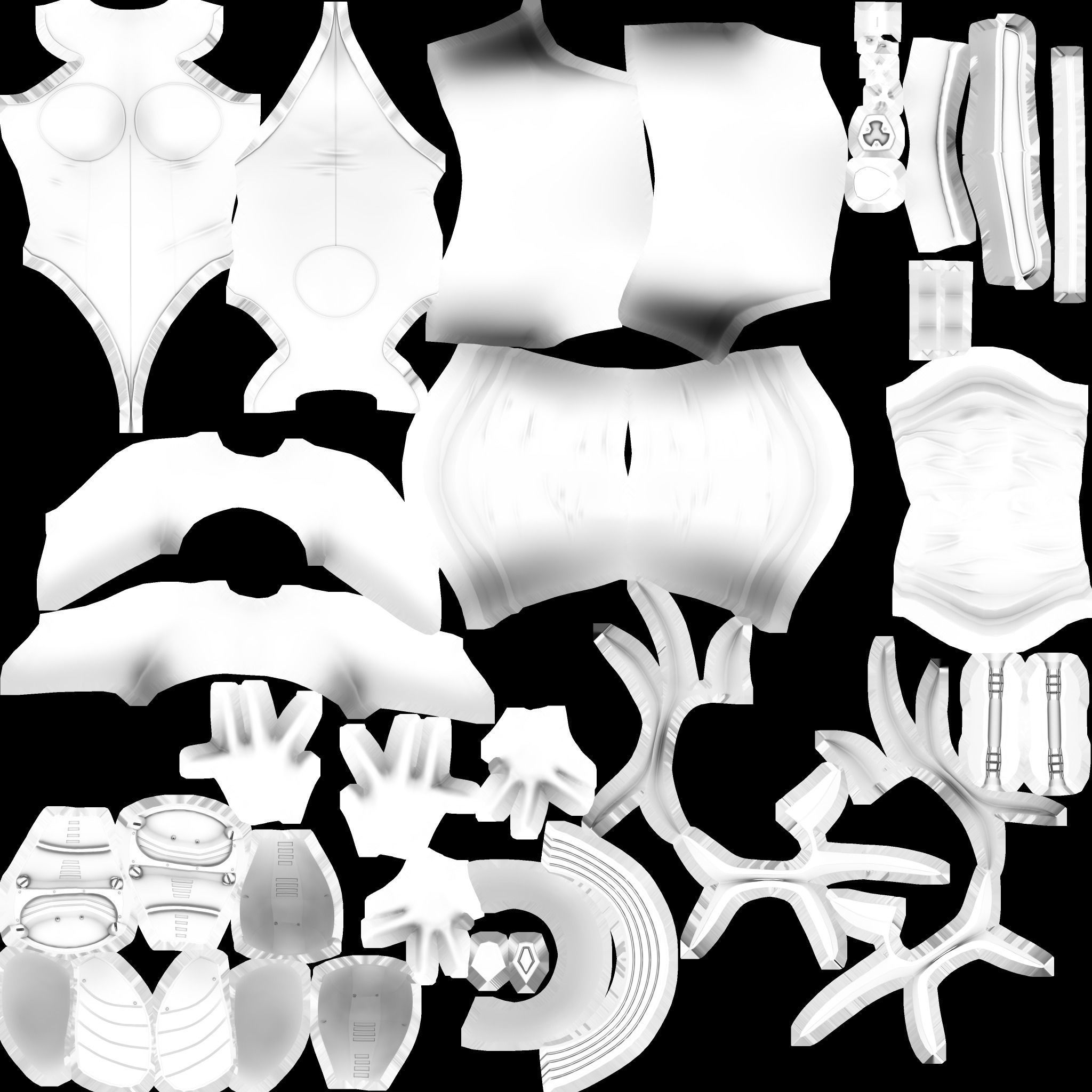 Female Black Sci-Fi Futuristic Armour Bodysuit Low-poly 3D model_13