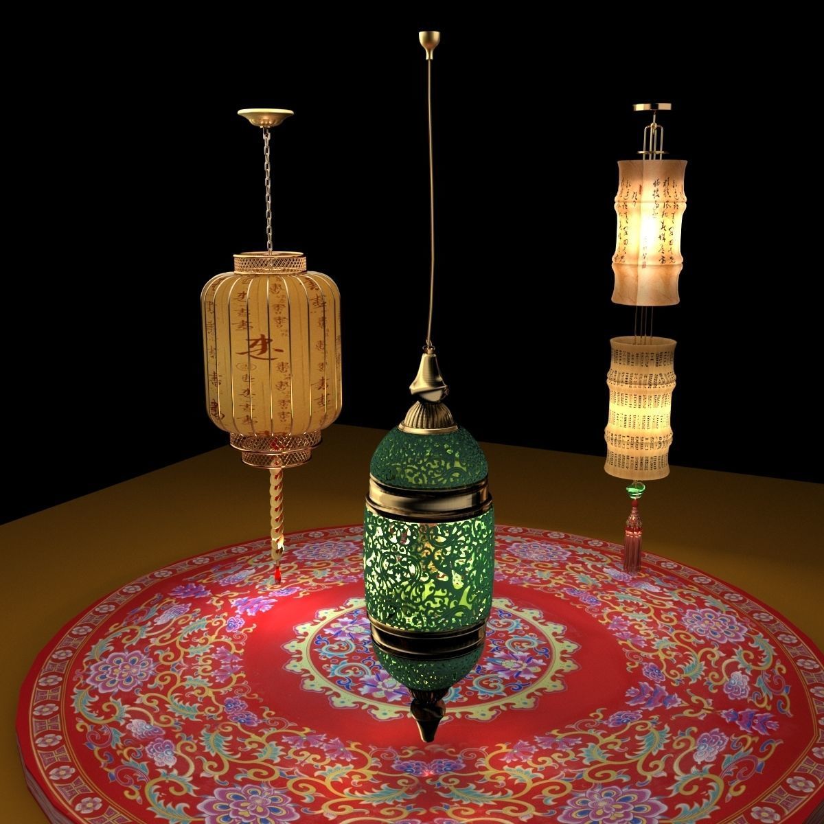 Chinese  red lantern  3D model_7
