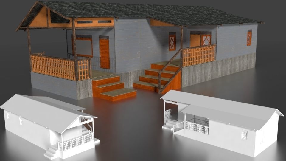 Rumah Kayu 001-010 FBX 3D model_2
