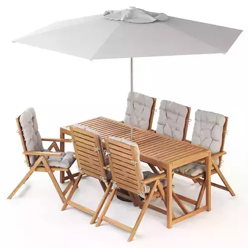 NAMMARO Table and 6 reclining chairs and umbrella IKEA