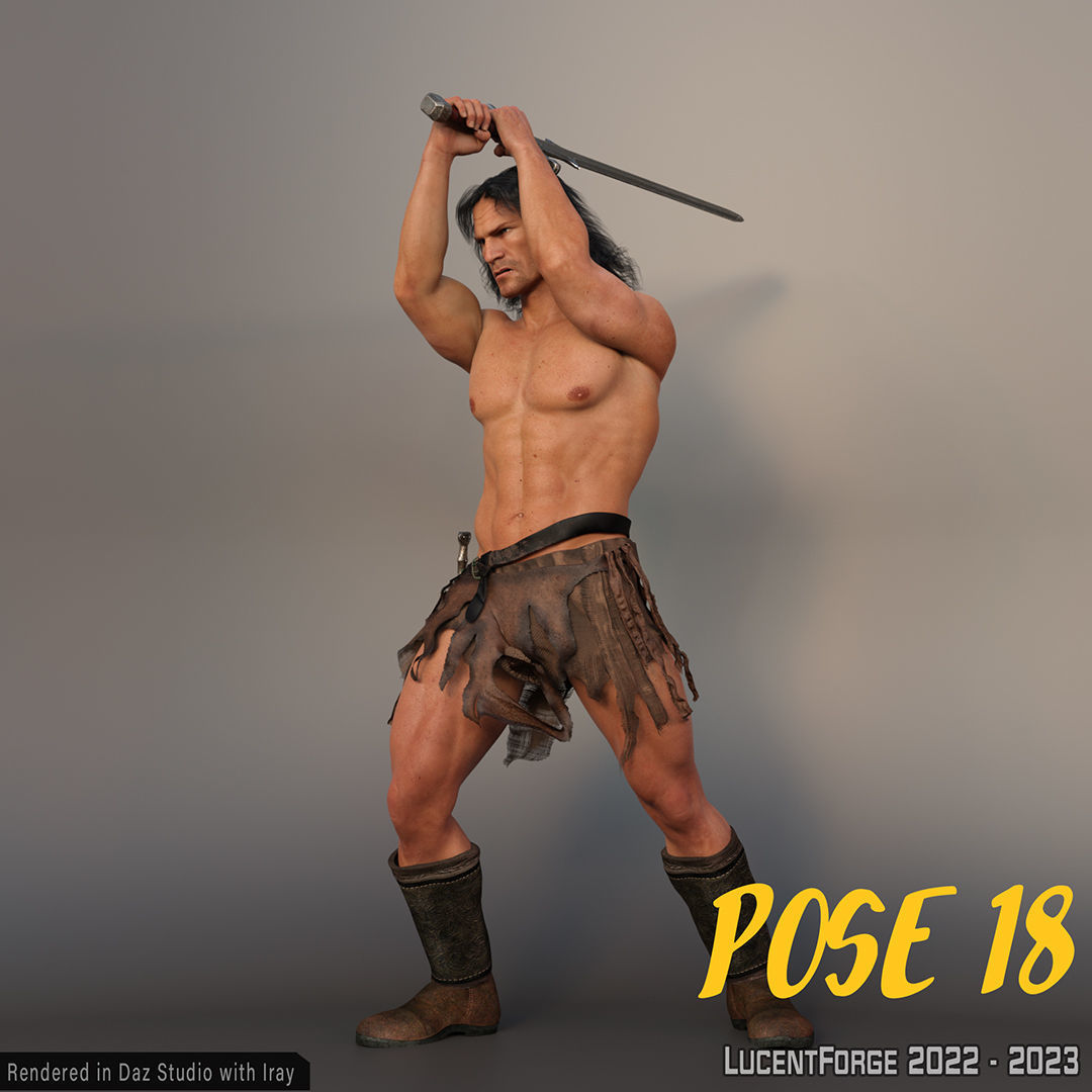 Barbarian Sword and poses for G8M 3D model_40