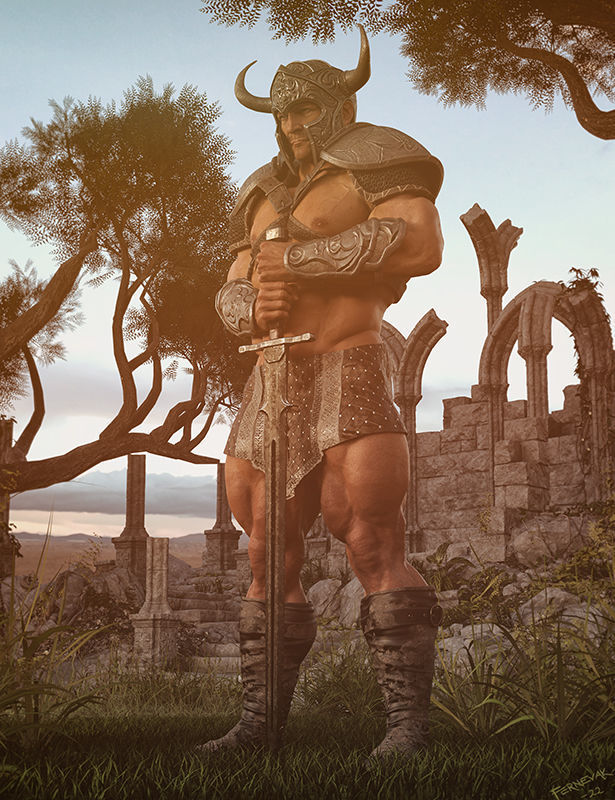 Barbarian Sword and poses for G8M 3D model_9
