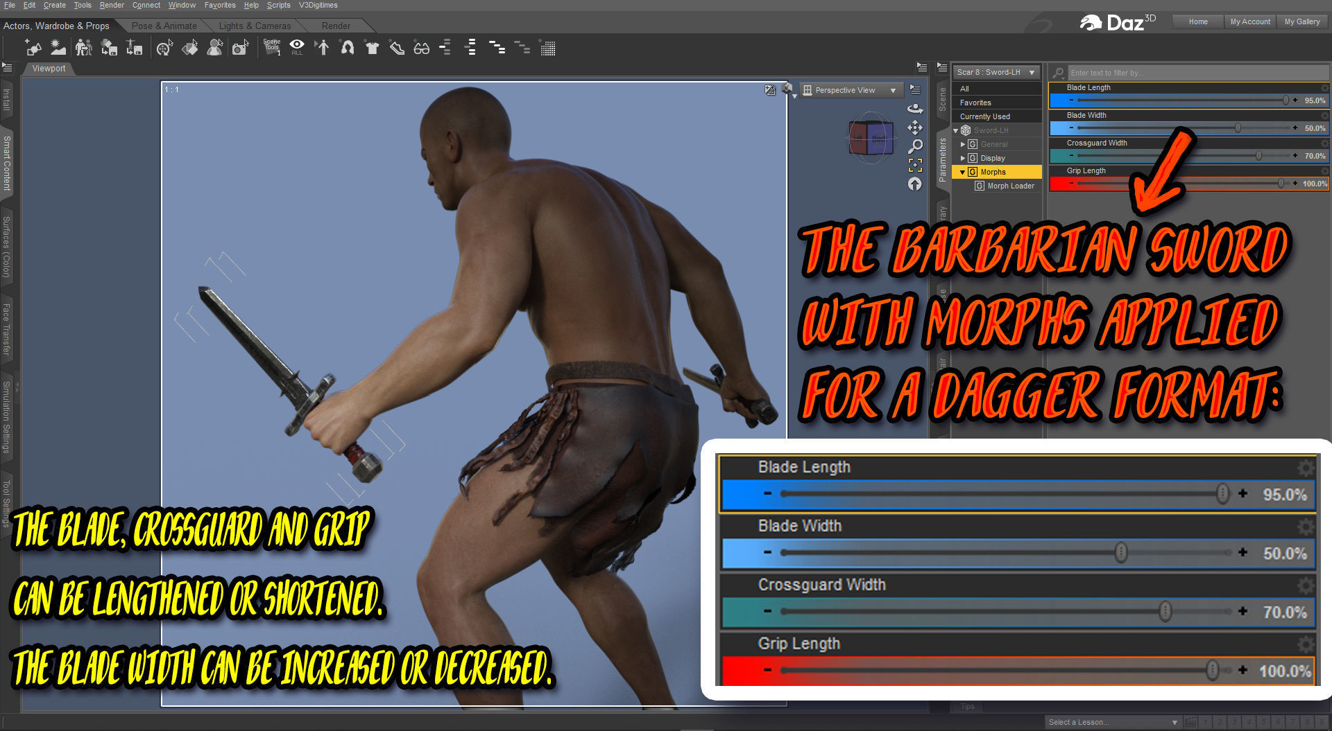 Barbarian Sword and poses for G8M 3D model_11