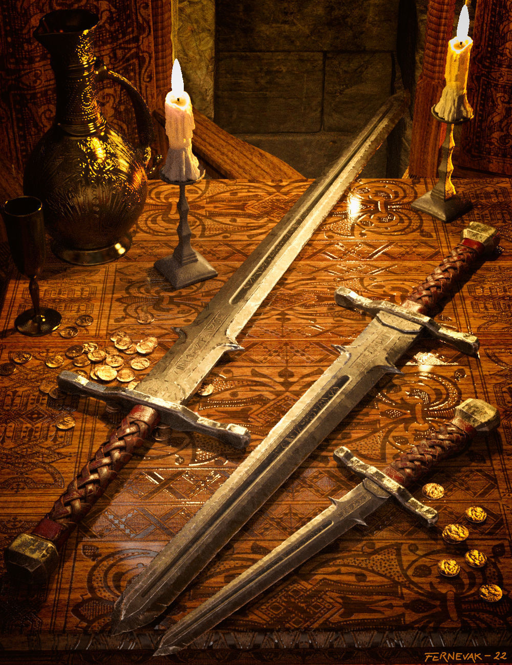 Barbarian Sword and poses for G8M 3D model_2