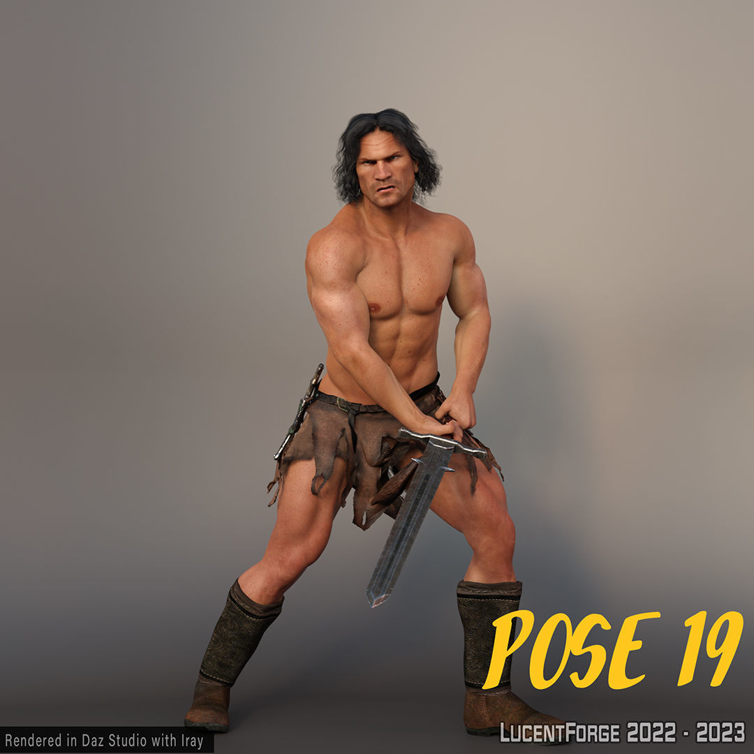 Barbarian Sword and poses for G8M 3D model_41