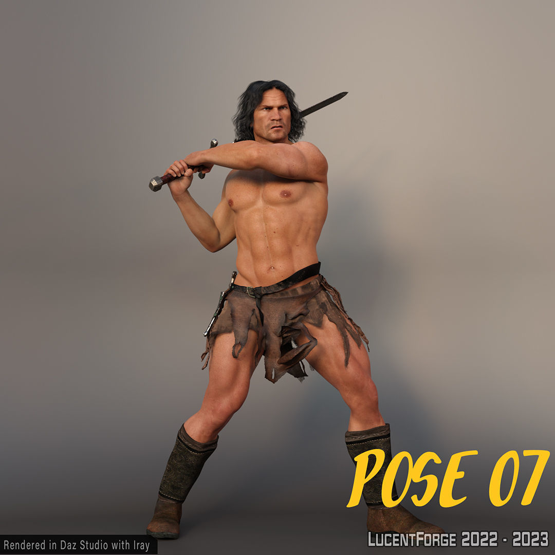 Barbarian Sword and poses for G8M 3D model_29