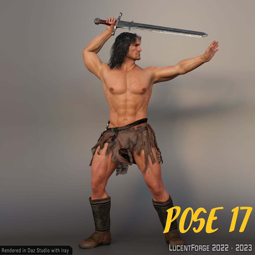 Barbarian Sword and poses for G8M 3D model_39