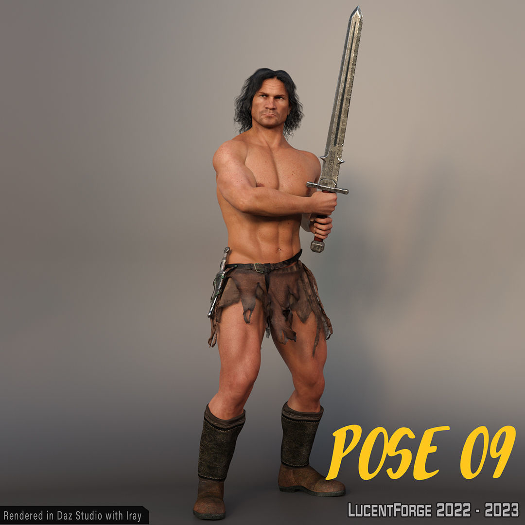 Barbarian Sword and poses for G8M 3D model_31
