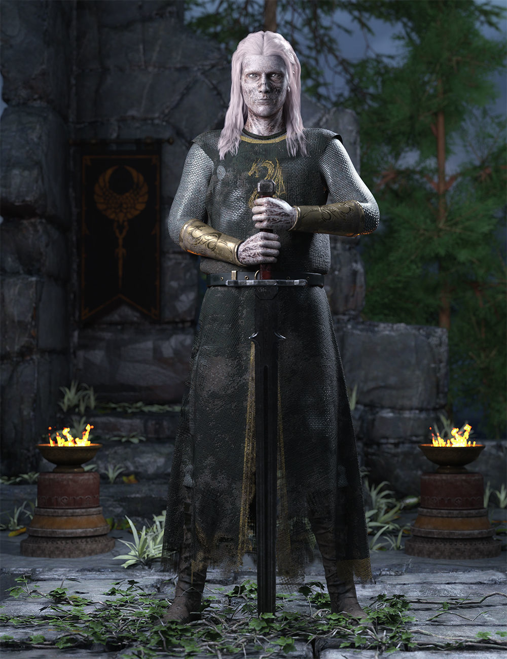 Barbarian Sword and poses for G8M 3D model_19