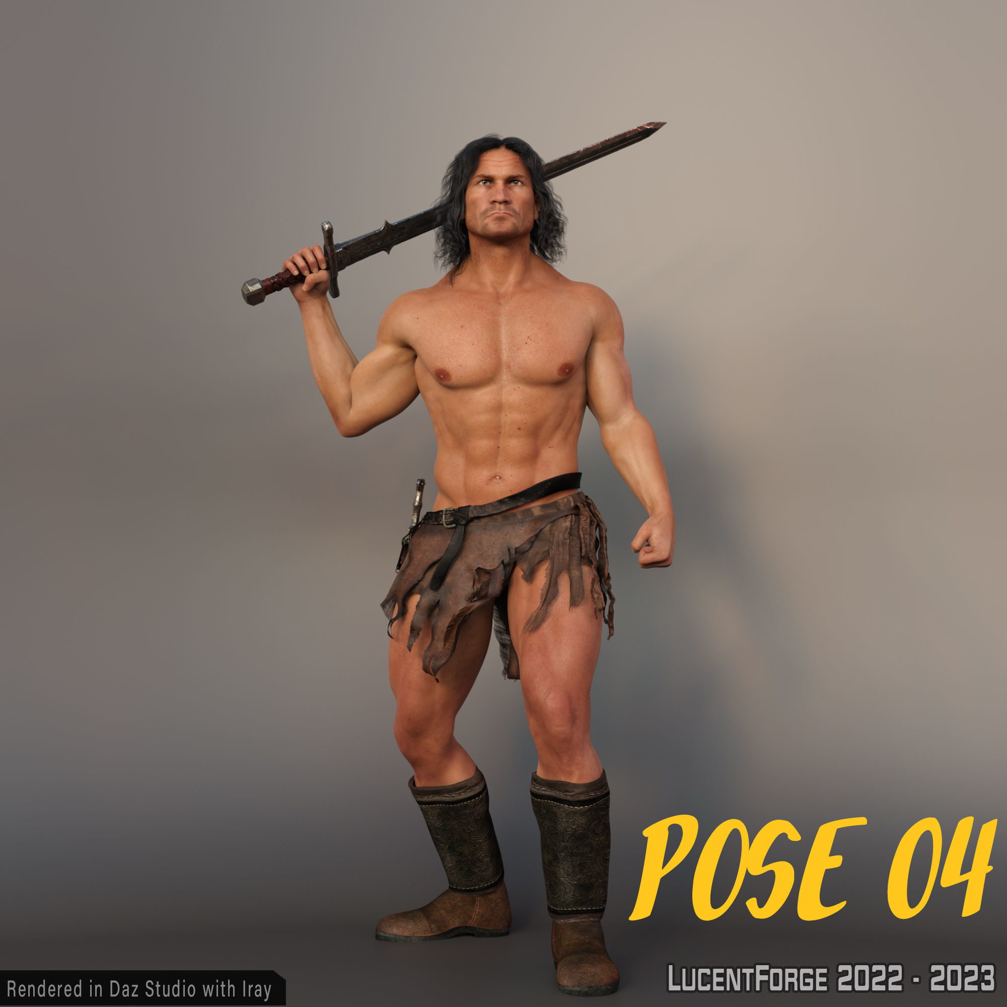 Barbarian Sword and poses for G8M 3D model_26