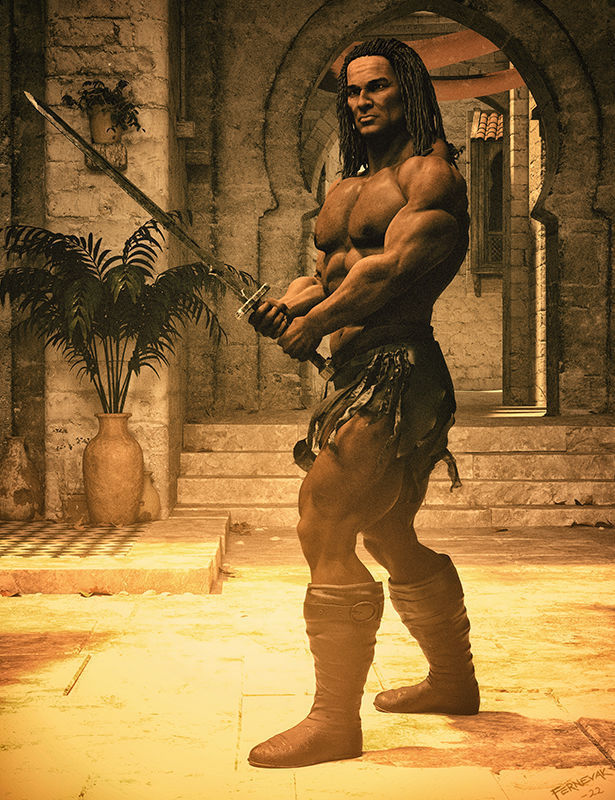 Barbarian Sword and poses for G8M 3D model_8