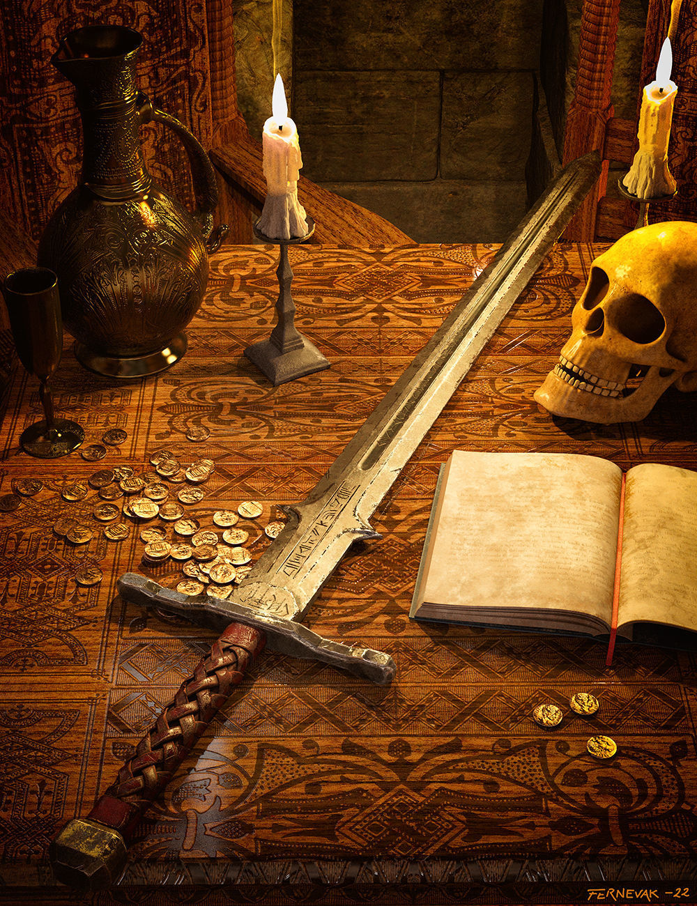 Barbarian Sword and poses for G8M 3D model_1