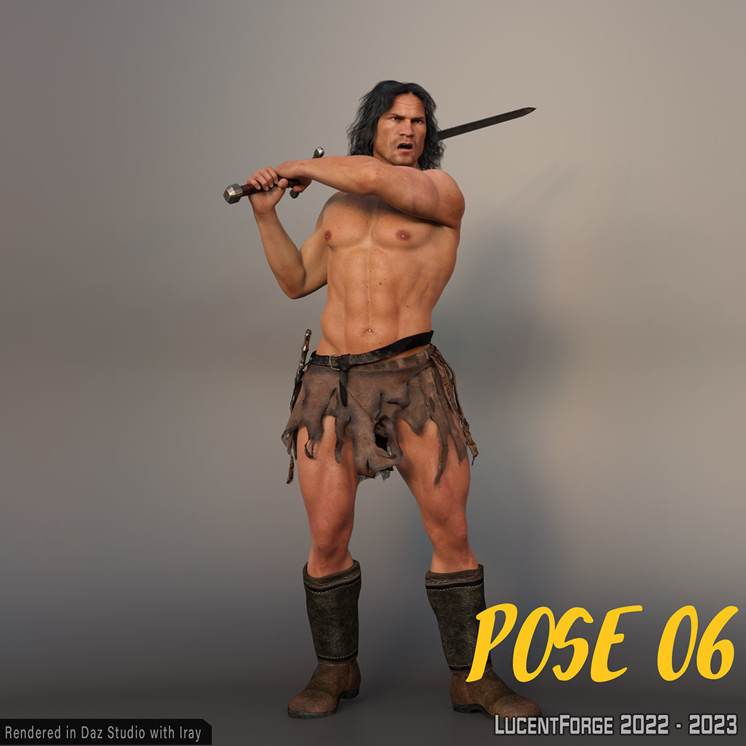 Barbarian Sword and poses for G8M 3D model_28