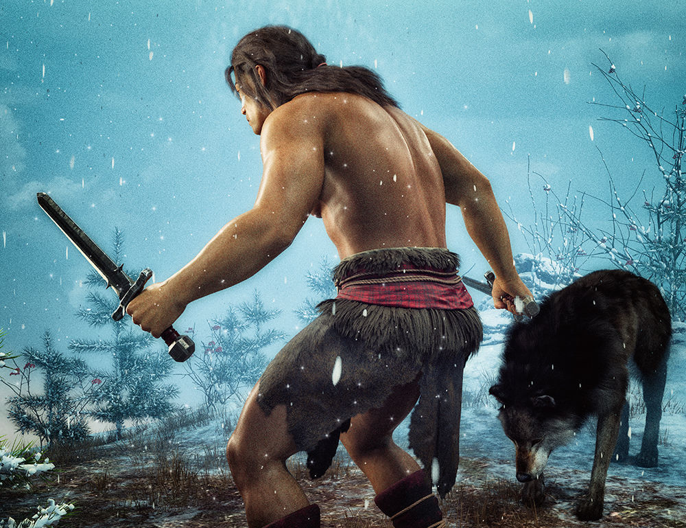 Barbarian Sword and poses for G8M 3D model_16