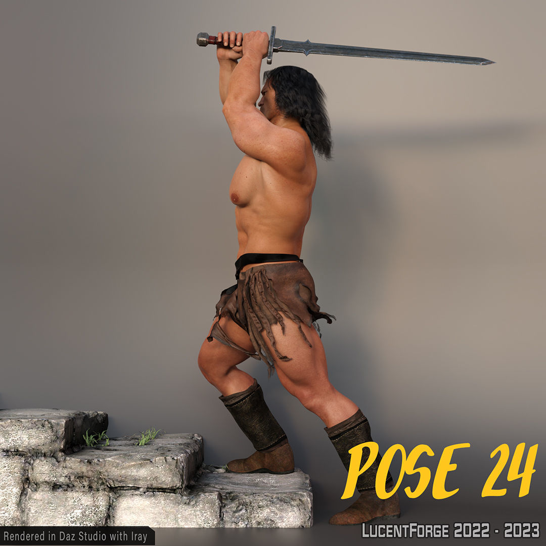 Barbarian Sword and poses for G8M 3D model_46