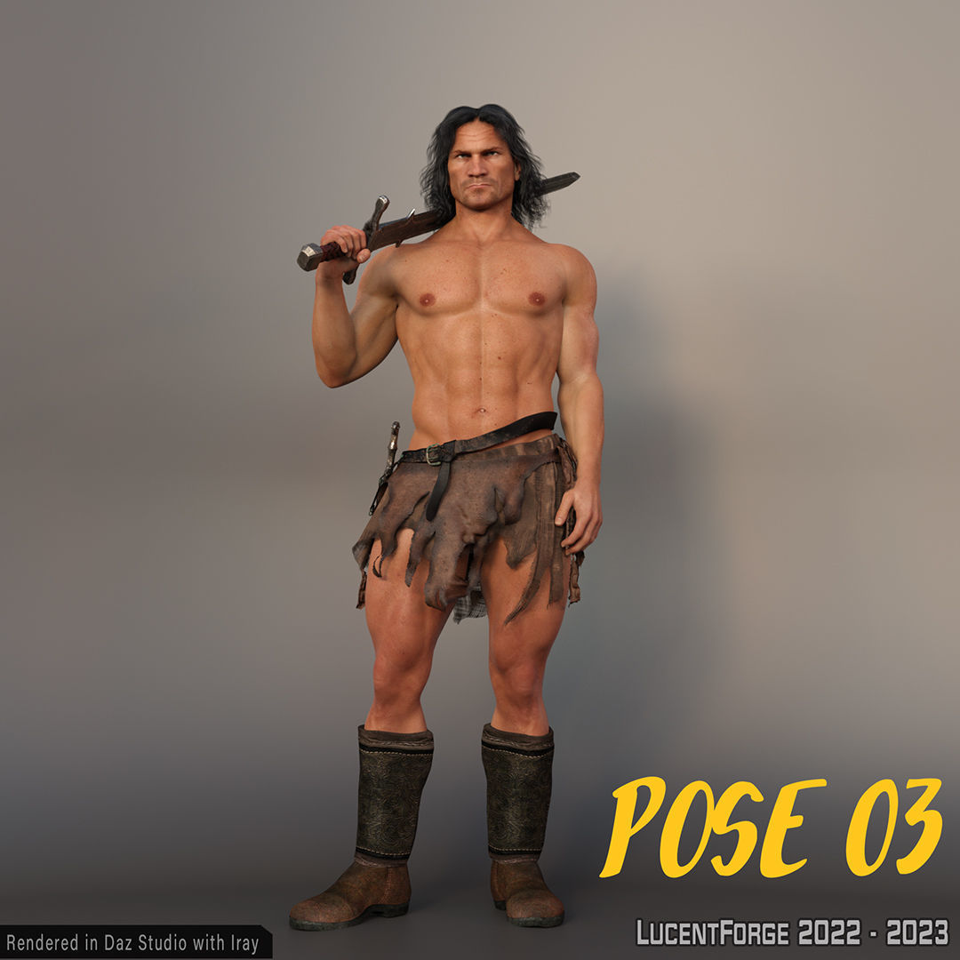 Barbarian Sword and poses for G8M 3D model_25