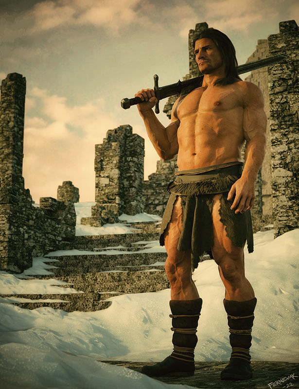 Barbarian Sword and poses for G8M 3D model_7