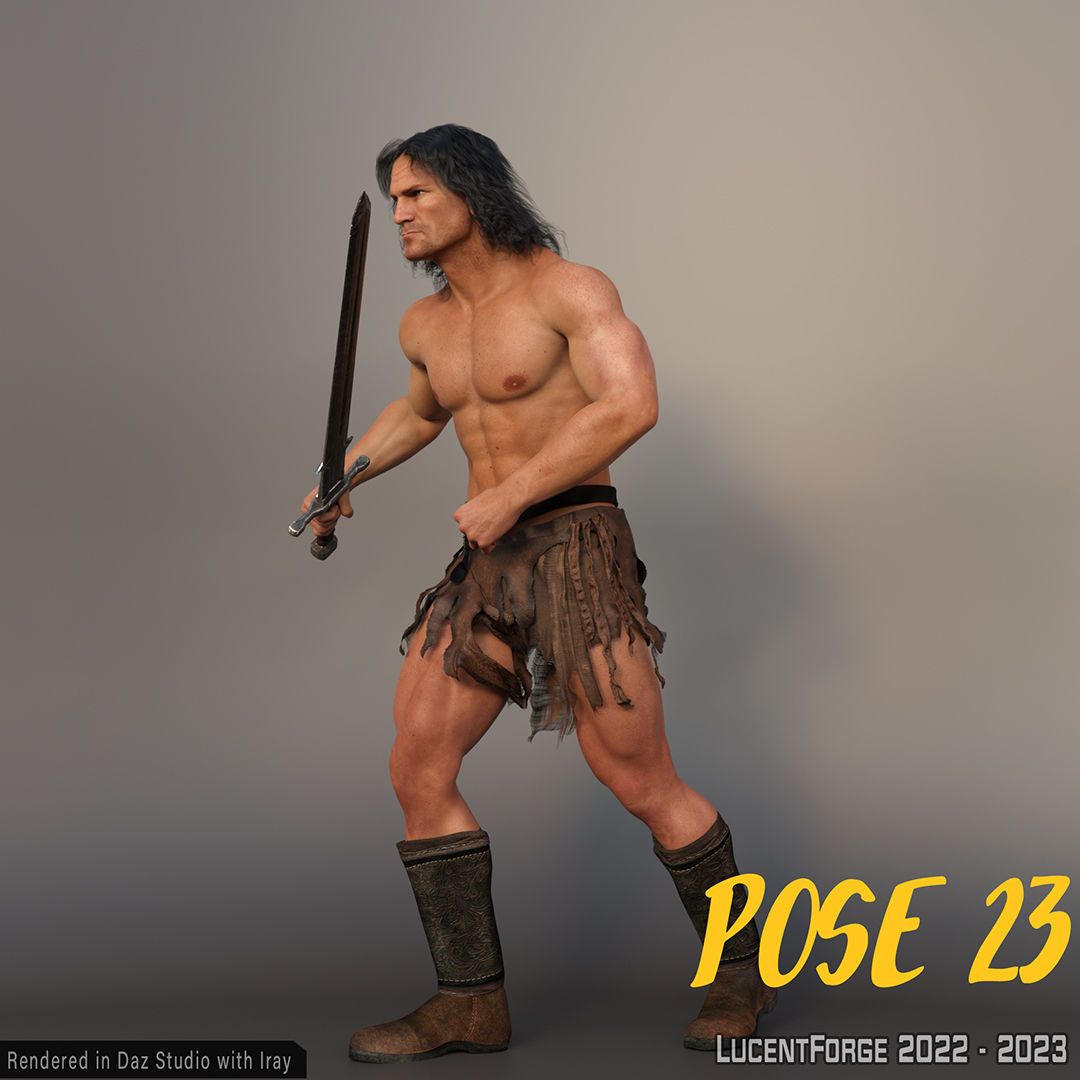 Barbarian Sword and poses for G8M 3D model_45