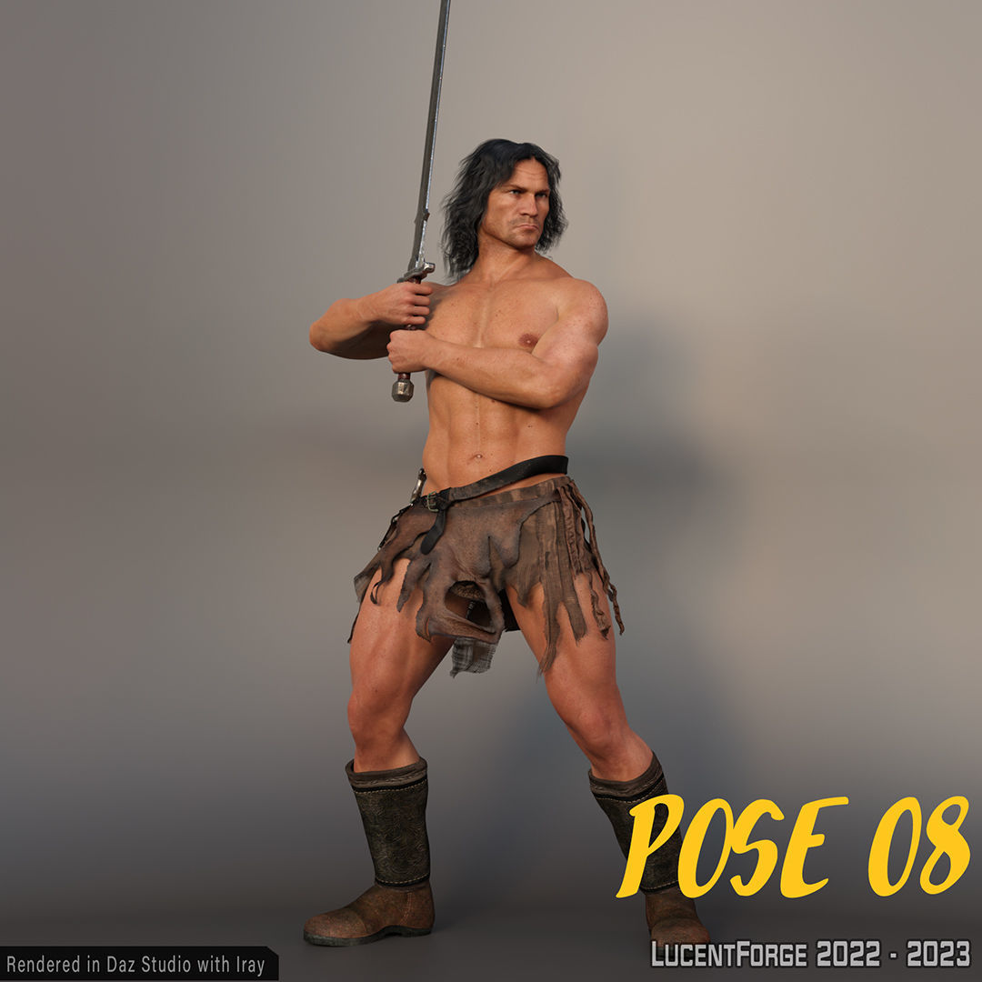 Barbarian Sword and poses for G8M 3D model_30