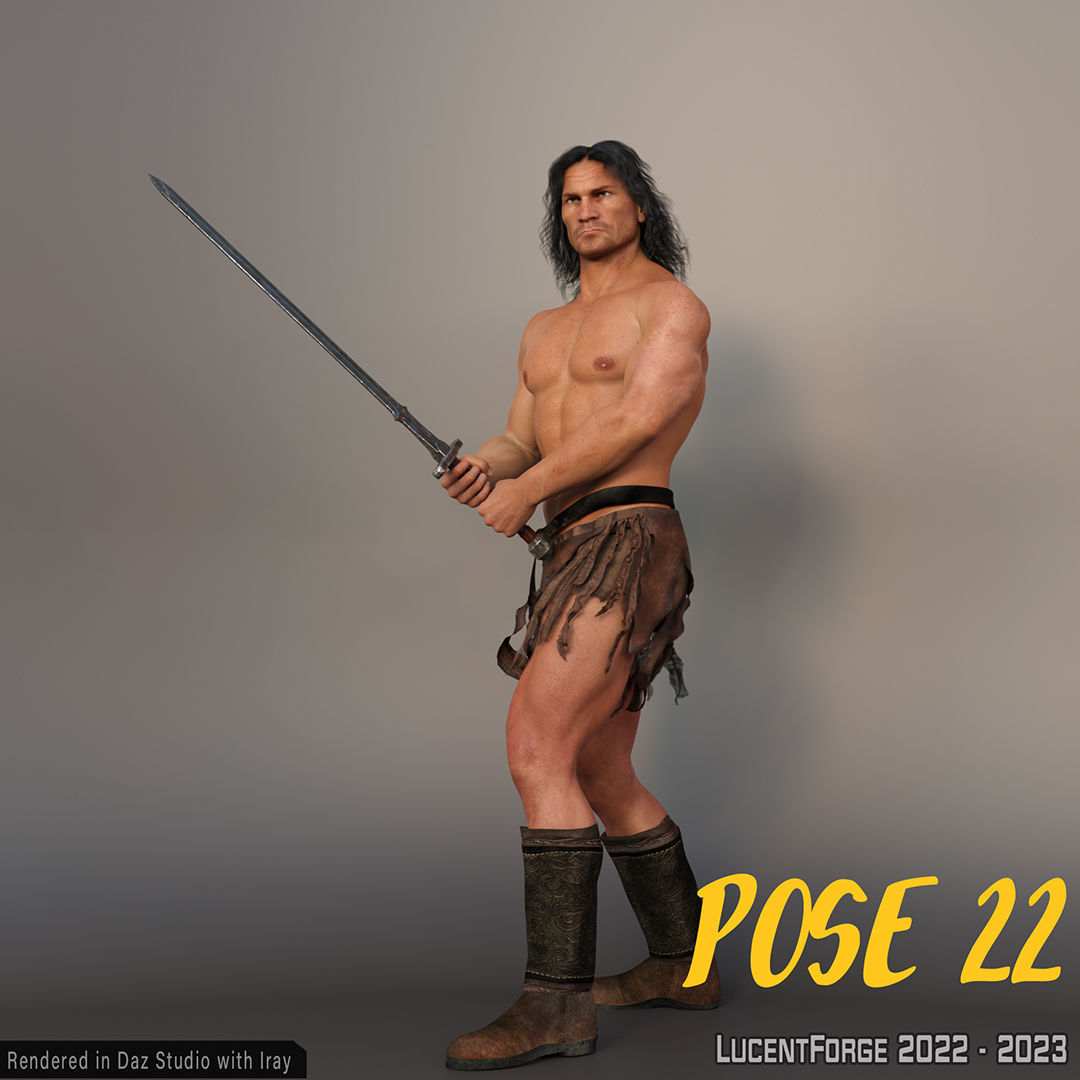 Barbarian Sword and poses for G8M 3D model_44