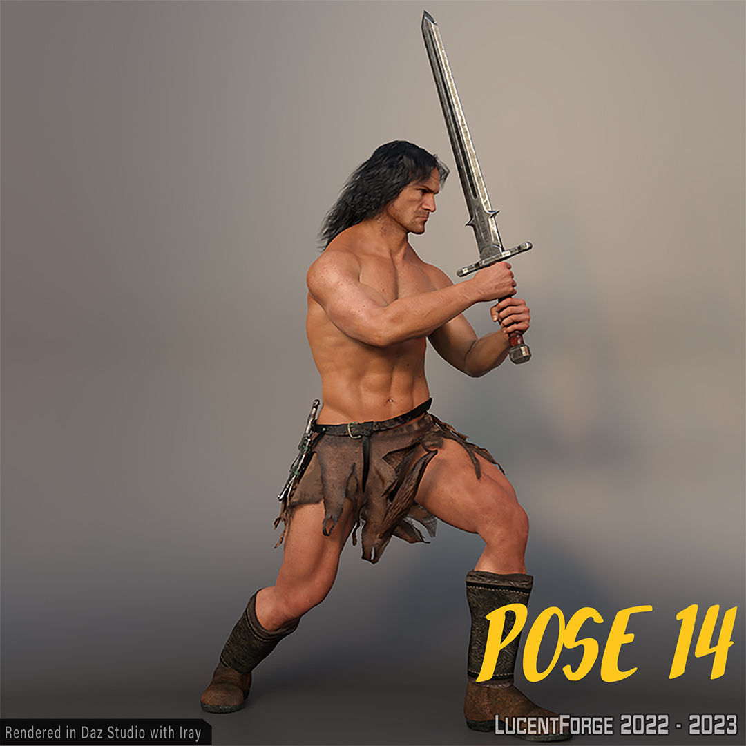 Barbarian Sword and poses for G8M 3D model_36