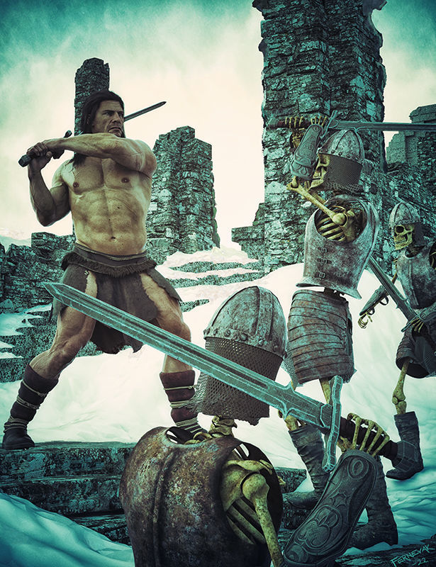 Barbarian Sword and poses for G8M 3D model_6