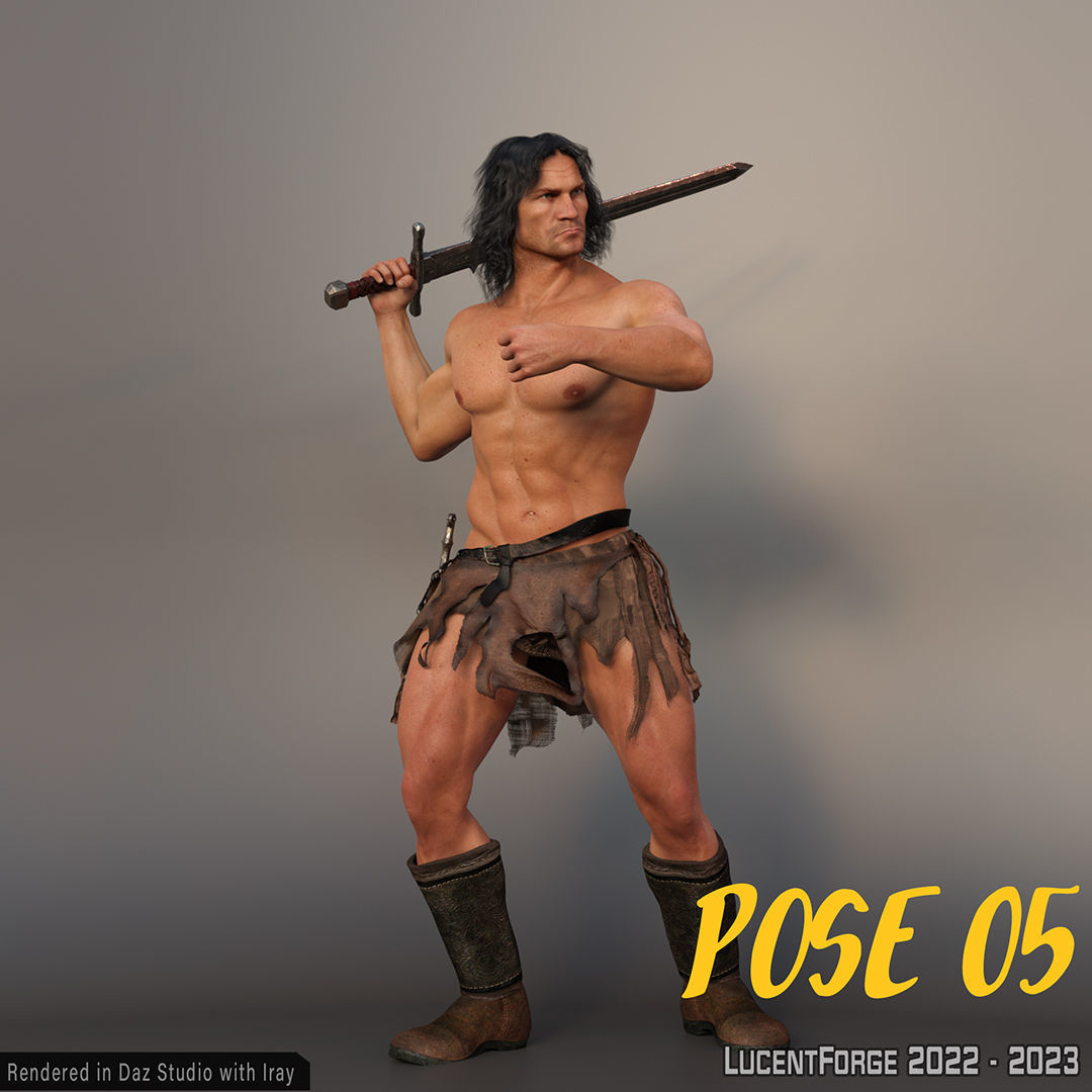 Barbarian Sword and poses for G8M 3D model_27