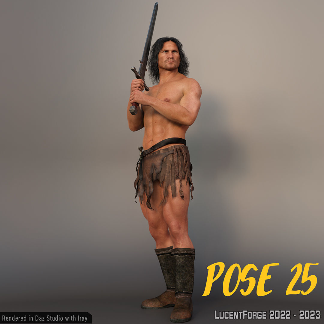 Barbarian Sword and poses for G8M 3D model_47