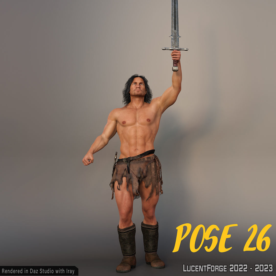 Barbarian Sword and poses for G8M 3D model_48