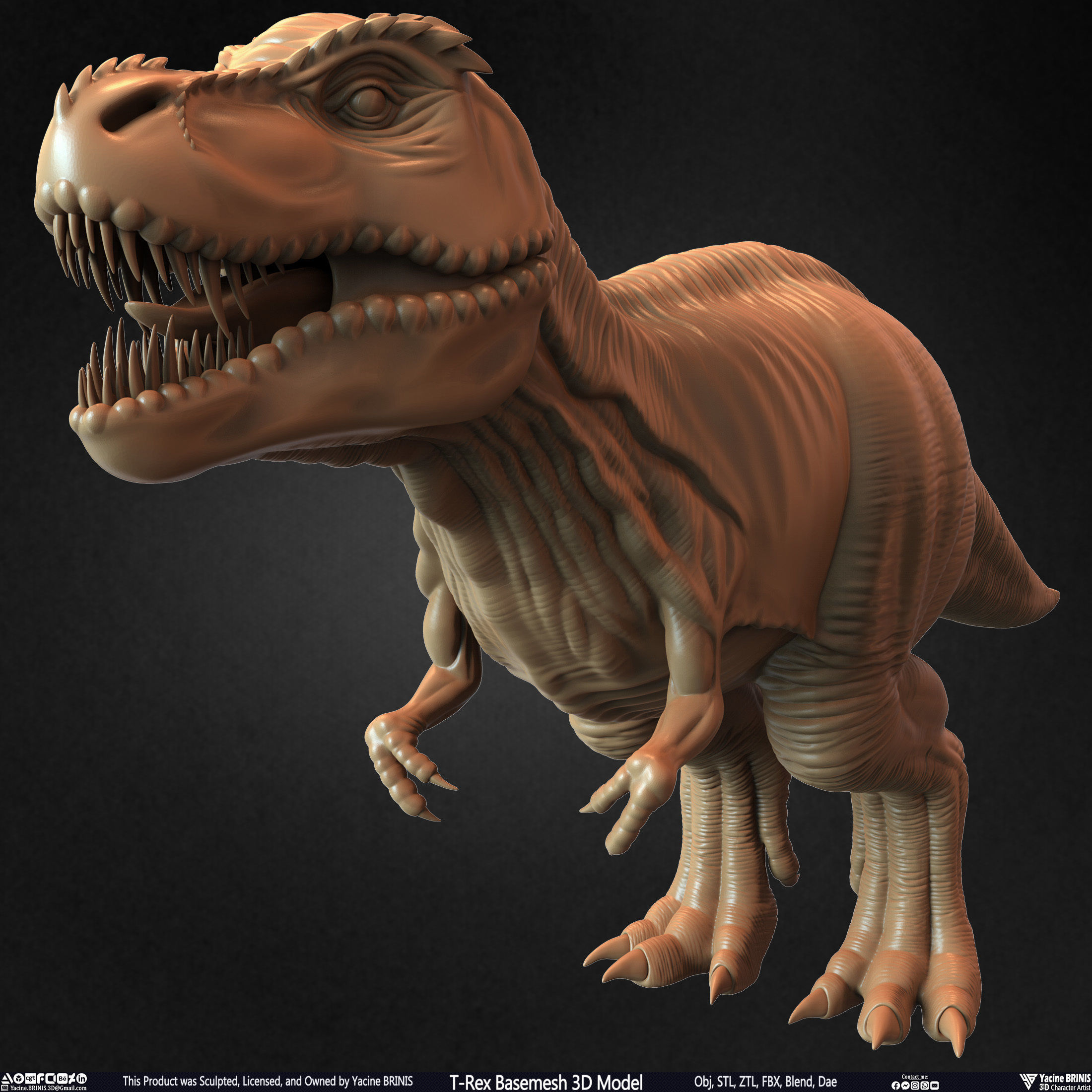 T-Rex Basemesh 3D Model 3D print model_20