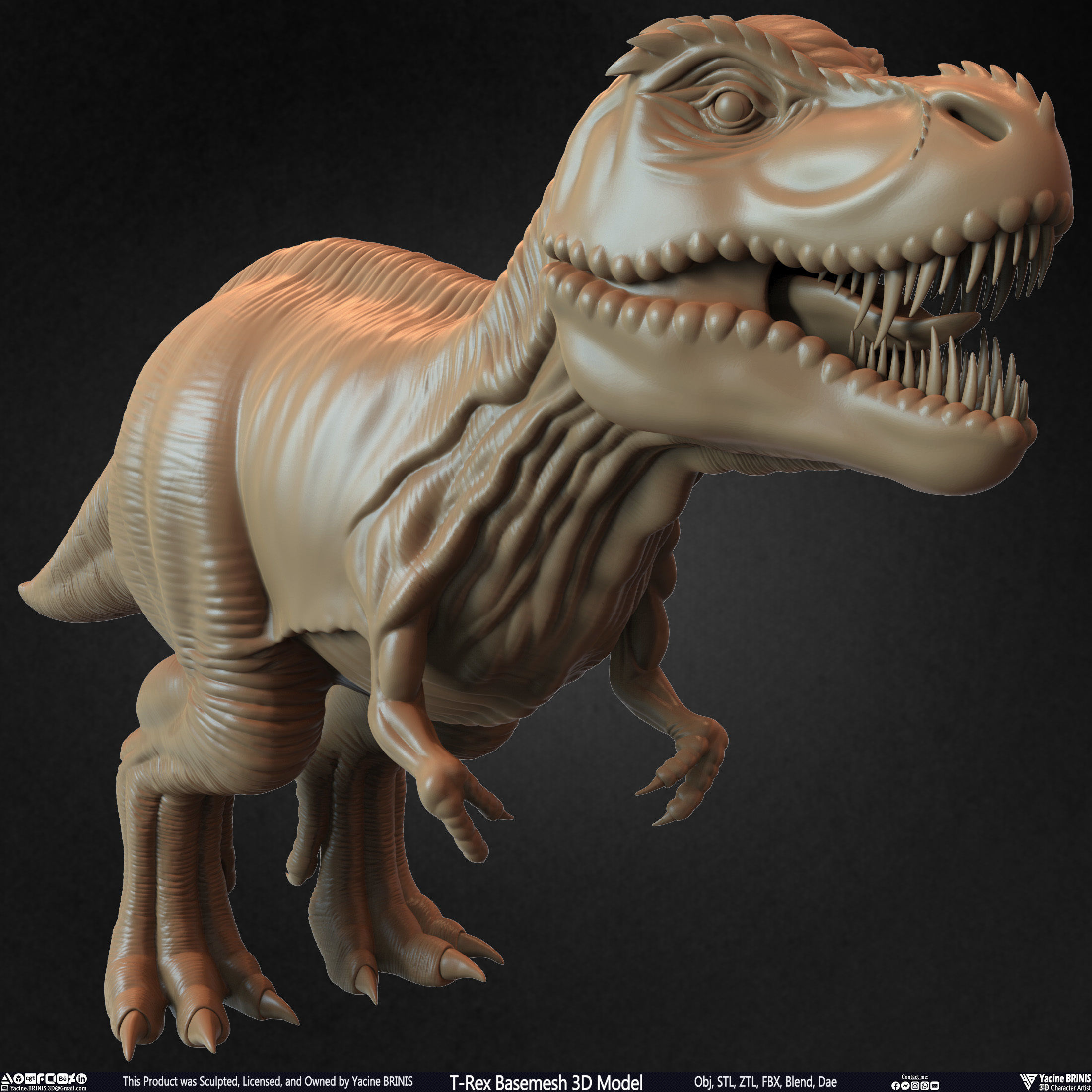 T-Rex Basemesh 3D Model 3D print model_2