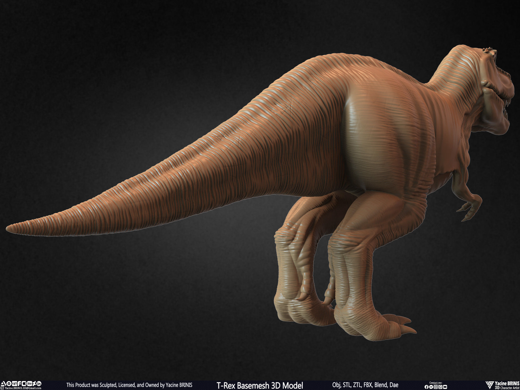 T-Rex Basemesh 3D Model 3D print model_9