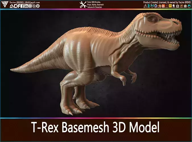 T-Rex Basemesh 3D Model 3D print model