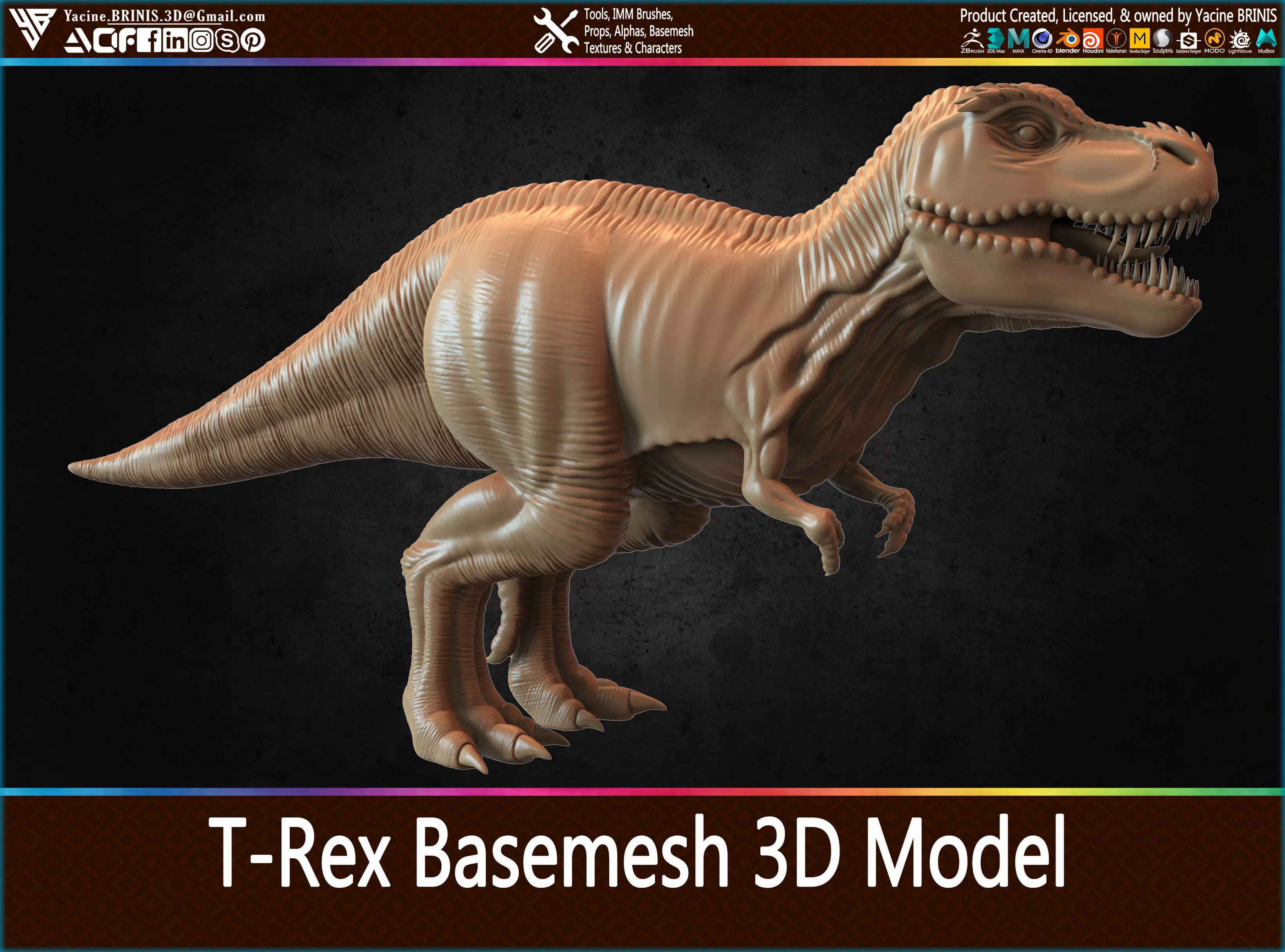 T-Rex Basemesh 3D Model 3D print model_0