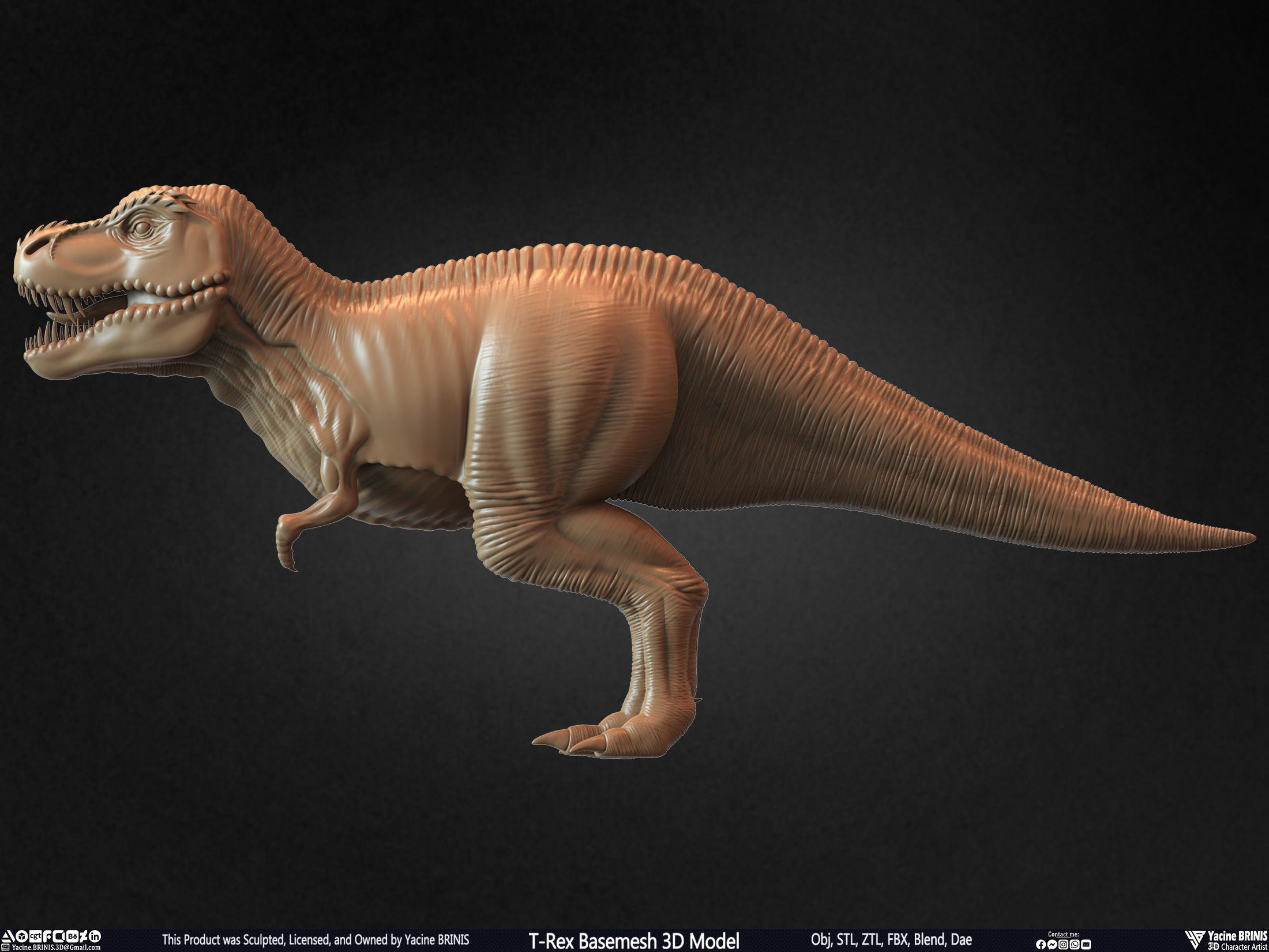 T-Rex Basemesh 3D Model 3D print model_16