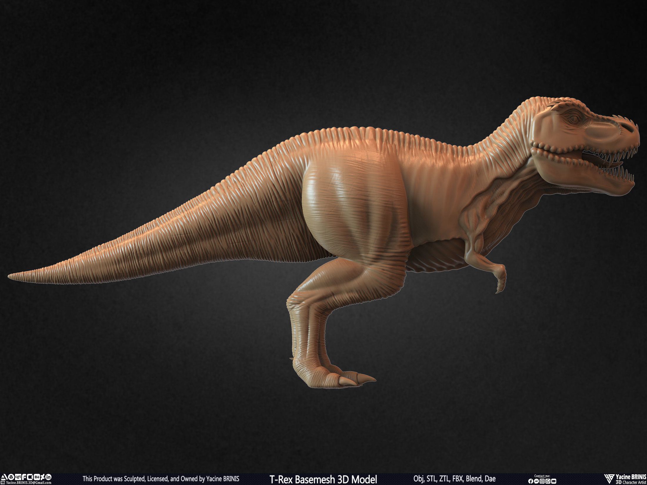T-Rex Basemesh 3D Model 3D print model_7