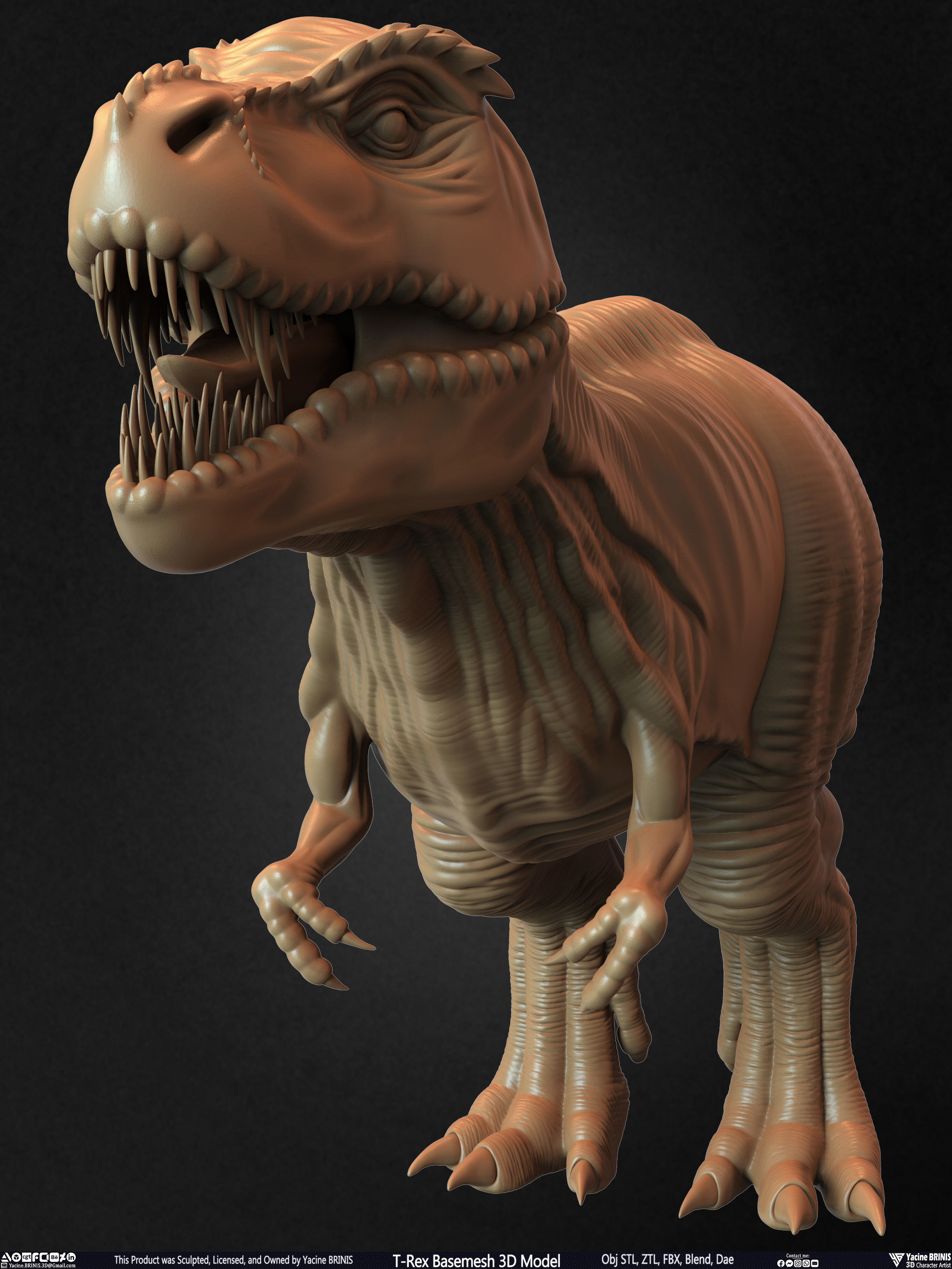 T-Rex Basemesh 3D Model 3D print model_21