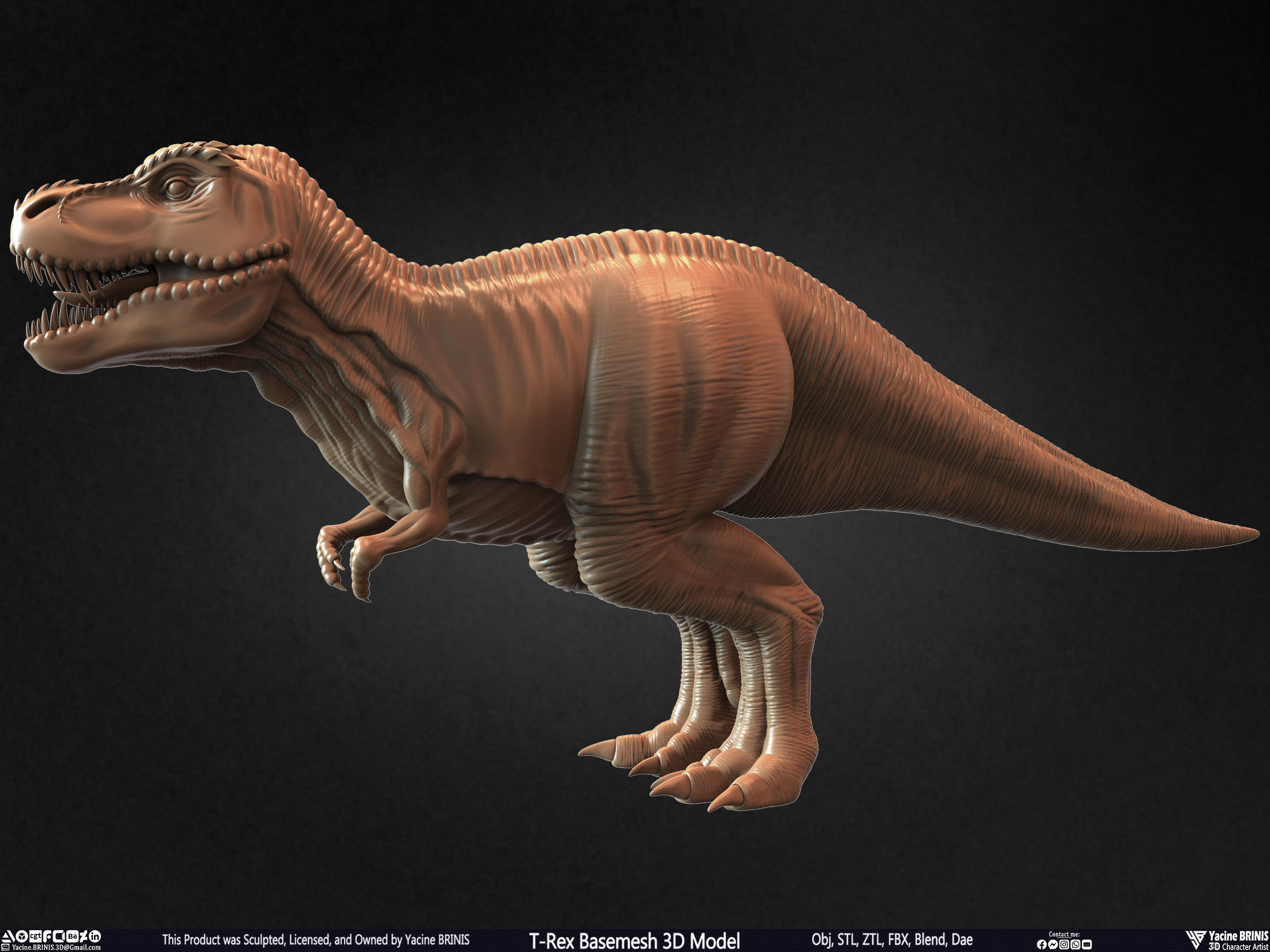 T-Rex Basemesh 3D Model 3D print model_17