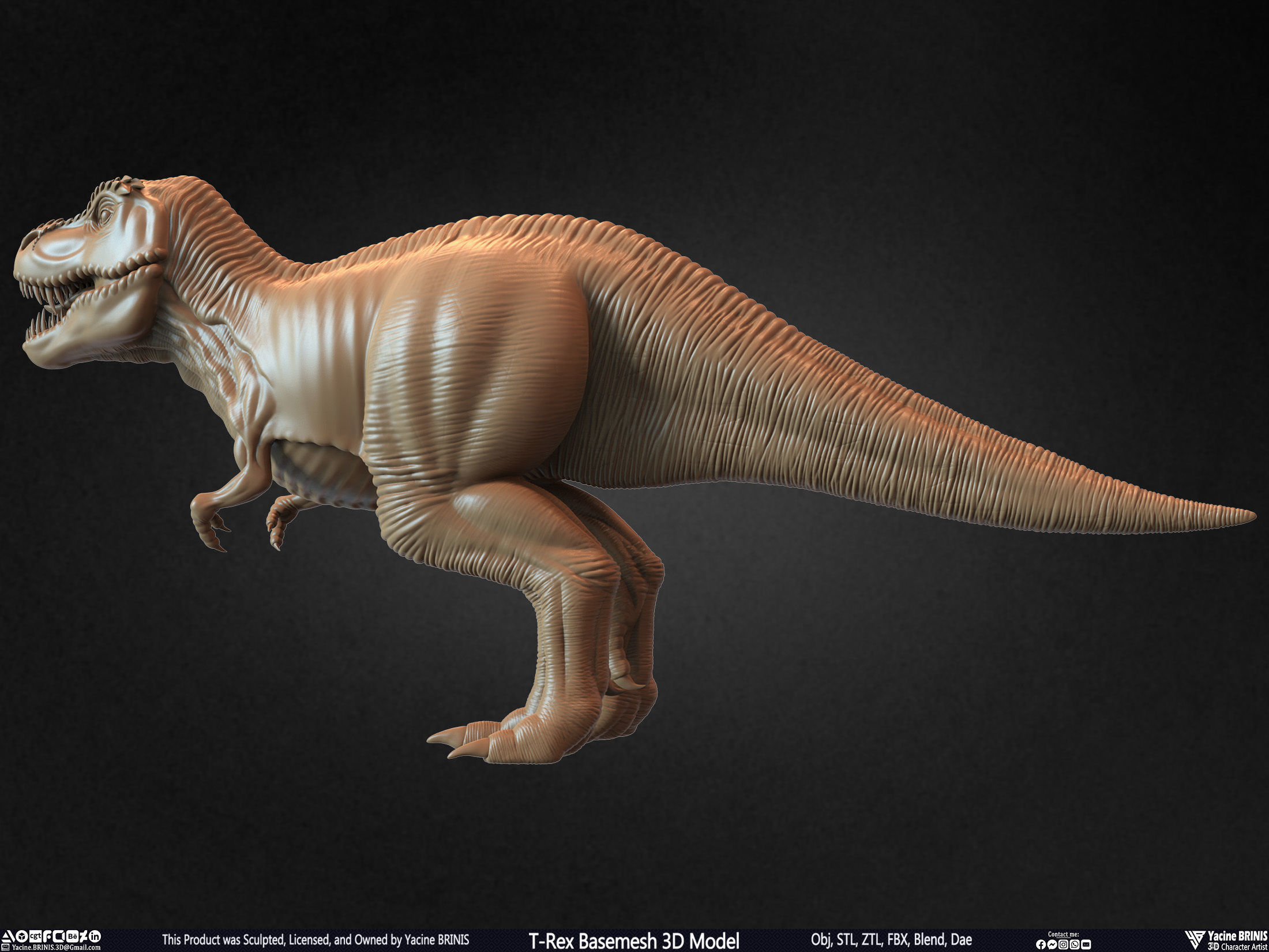 T-Rex Basemesh 3D Model 3D print model_15