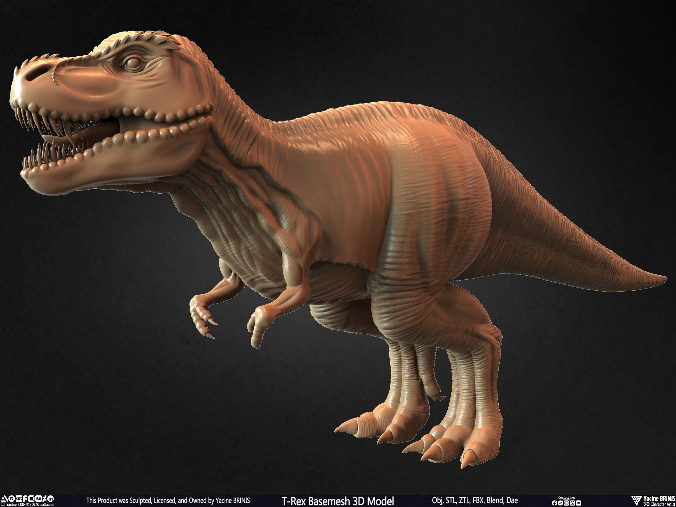 T-Rex Basemesh 3D Model 3D print model_18